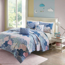 Load image into Gallery viewer, Full/Queen Kids Blue Pink Unicorn Clouds Quilt Coverlet Bedspread Set
