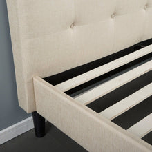 Load image into Gallery viewer, Full size Platform Bed Frame with Taupe Button Tufted Upholstered Headboard
