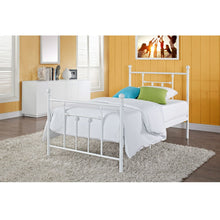 Load image into Gallery viewer, Full size White Metal Platform Bed with Headboard and Footboard
