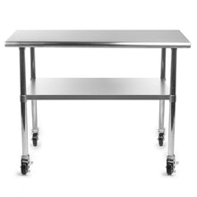 Load image into Gallery viewer, Stainless Steel 48 x 24-inch Kitchen Prep Table with Casters
