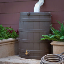 Load image into Gallery viewer, 40-Gallon Durable Plastic Resin Rain Barrel in Brown Oak Finish with Spigot

