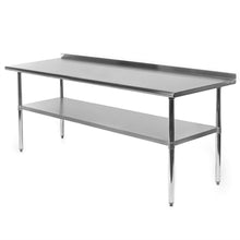 Load image into Gallery viewer, Stainless Steel 72 x 24 inch Kitchen Prep Work Table with Backsplash
