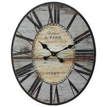 Load image into Gallery viewer, Gray Oversized Distressed Paris Wood Wall Clock
