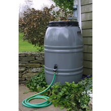 Load image into Gallery viewer, Grey 60-Gallon Re-purposed Rain Barrel with Lid in HDPE Food Grade Plastic
