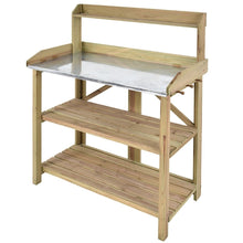 Load image into Gallery viewer, Outdoor Garden Workstation Potting Bench with Metal Top
