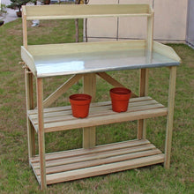 Load image into Gallery viewer, Outdoor Garden Workstation Potting Bench with Metal Top
