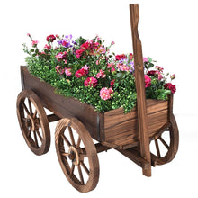 Load image into Gallery viewer, Mobile Half Barrel Solid Wood Planter Box on Wooden Wheels

