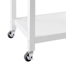 Load image into Gallery viewer, White Stainless Steel Top Kitchen Cart with Drawer and Storage Shelves
