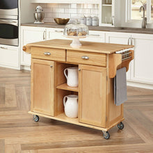 Load image into Gallery viewer, Natural Wood Finish Kitchen Island Cart with Locking Casters
