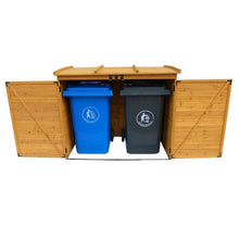 Load image into Gallery viewer, Outdoor 65 x 38 inch Wood Storage Shed for Trash Garbage Recycle Bins
