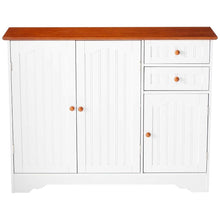 Load image into Gallery viewer, White Wood Sideboard Buffet Cabinet with Walnut Finish Top and Knobs
