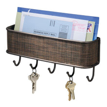 Load image into Gallery viewer, Wall Mount Mail Holder with Key Hooks
