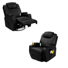 Load image into Gallery viewer, Black Swivel Heat &amp; Massage Recliner Chair 5 Modes Remote Control
