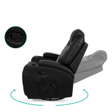 Load image into Gallery viewer, Black Swivel Heat &amp; Massage Recliner Chair 5 Modes Remote Control
