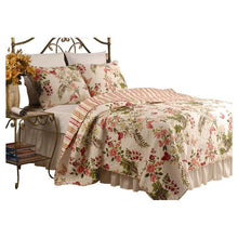 Load image into Gallery viewer, King size 3-Piece Cotton Quilt Set in Pink Beige Floral Butterflies
