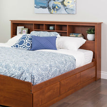 Load image into Gallery viewer, King size Bookcase Headboard with Adjustable Shelf in Cherry Finish
