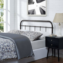 Load image into Gallery viewer, King size Vintage Dark Brown Metal Headboard with Rounded Corners
