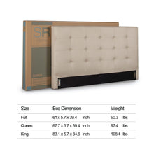 Load image into Gallery viewer, King size Upholstered Platform Bed Frame with Button Tufted Headboard in Taupe
