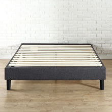 Load image into Gallery viewer, King size Grey Upholstered Platform Bed Frame with Mid-Century Style Legs
