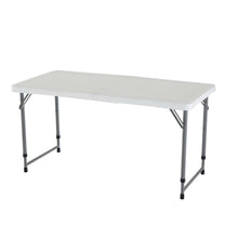 Load image into Gallery viewer, Adjustable Height White HDPE Folding Table with Powder Coated Steel Frame
