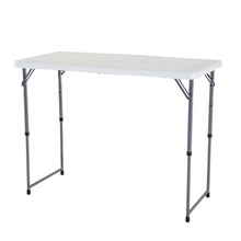 Load image into Gallery viewer, Adjustable Height White HDPE Folding Table with Powder Coated Steel Frame
