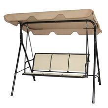 Load image into Gallery viewer, Outdoor Porch Patio 3-Person Canopy Swing in Light Brown
