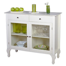 Load image into Gallery viewer, Antique White Sideboard Buffet Console Table with Glass Doors
