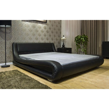 Load image into Gallery viewer, California King Modern Black Faux Leather Upholstered Platform Bed
