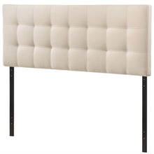 Load image into Gallery viewer, Queen size Ivory Fabric Padded Mid-Century Upholstered Headboard
