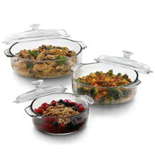 Load image into Gallery viewer, 6-Piece Round Glass Casserole Cookware Bakeware Set with Lids
