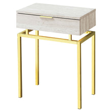 Load image into Gallery viewer, 24in Modern End Table 1 Drawer Nightstand Beige Marble Gold Legs
