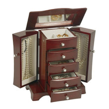Load image into Gallery viewer, 4-Drawer Jewelry Box in Cherry / Mahogany Wood Finish
