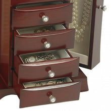 Load image into Gallery viewer, 4-Drawer Jewelry Box in Cherry / Mahogany Wood Finish
