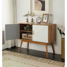 Load image into Gallery viewer, Mid-Century Modern Console Table Storage Cabinet with Solid Wood Legs
