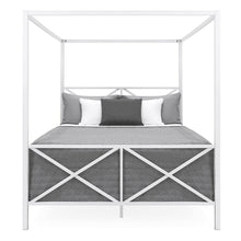 Load image into Gallery viewer, Queen size Modern Industrial Style White Metal Canopy Bed Frame
