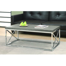 Load image into Gallery viewer, Modern Coffee Table with Chrome Metal Frame and Dark Taupe Wood Top
