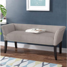 Load image into Gallery viewer, Modern Mid-Century Grey Upholstered Accent Bench
