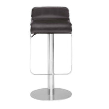Load image into Gallery viewer, Modern Bar Stool with Espresso Brown Faux Leather Swivel Seat
