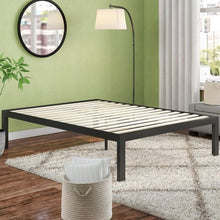 Load image into Gallery viewer, King size 18 Inch Easy Assemble Metal Platform Bed Frame Wooden Slats
