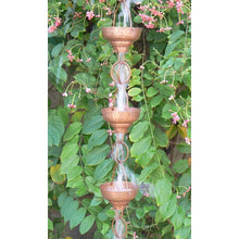 Load image into Gallery viewer, Pure Copper 8.5-Ft Rain Chain with 13 Hammered Funnel Shape Cups
