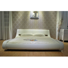 Load image into Gallery viewer, Queen Modern White Upholstered Platform Bed with Curved Sides &amp; Headboard
