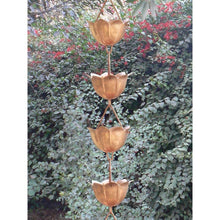 Load image into Gallery viewer, Lotus Flower 8.5-Ft Pure Copper Rain Chain for Rainwater Downspout
