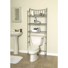 Load image into Gallery viewer, Bathroom Space Saving Over the Toilet Linen Tower Shelving Unit in Nickel Finish
