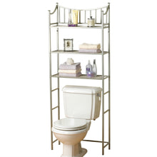 Load image into Gallery viewer, Bathroom Space Saving Over the Toilet Linen Tower Shelving Unit in Nickel Finish
