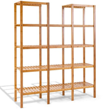 Load image into Gallery viewer, Bamboo Wood 4-Shelf Bookcase Plant Stand Shelving Unit
