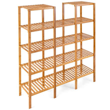 Load image into Gallery viewer, Bamboo Wood 4-Shelf Bookcase Plant Stand Shelving Unit
