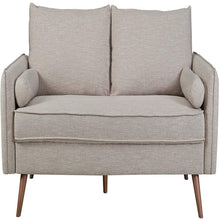 Load image into Gallery viewer, Modern Couch Beige Upholstered Sofa with with Mid-Century Style Wood Legs
