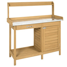 Load image into Gallery viewer, Natural Fir Wood Potting Bench Garden Work Table with Metal Top

