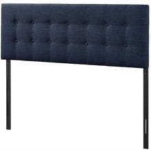 Load image into Gallery viewer, Full size Navy Fabric Modern Upholstered Headboard
