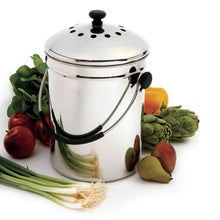 Load image into Gallery viewer, Stainless Steel Kitchen Compost Keeper Bin with Charcoal Filter
